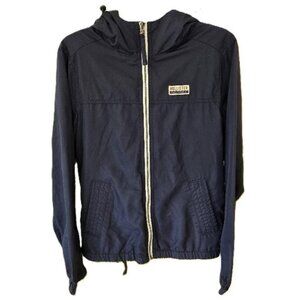 Hollister Hooded Windbreaker Jacket Full Zip W/ Pockets Navy Blue
